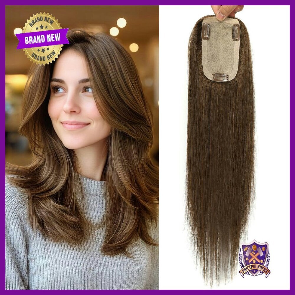 3x5 Inch Silk Base Human Hair Topper, 18 Inch 130% Density